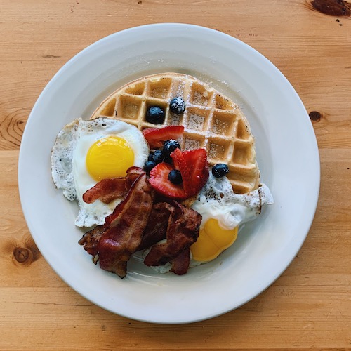 Waffle & Eggs with Bacon Trufa Restaurant